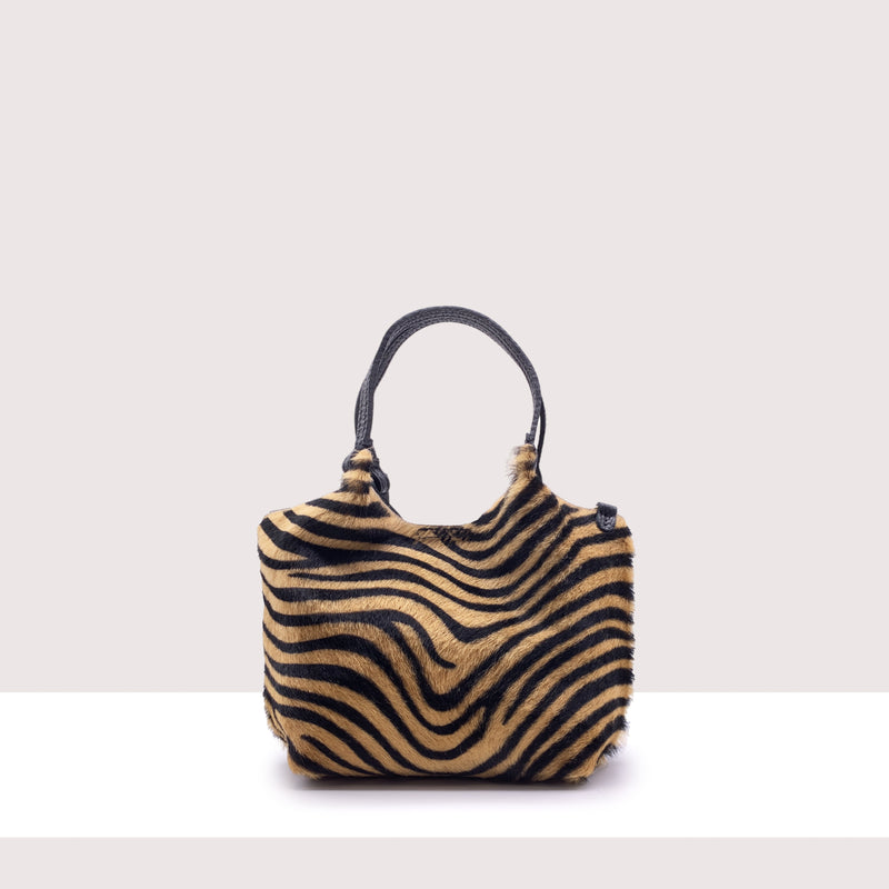 DHAKA MINI - Shopping bag in vera pelle e cavallino