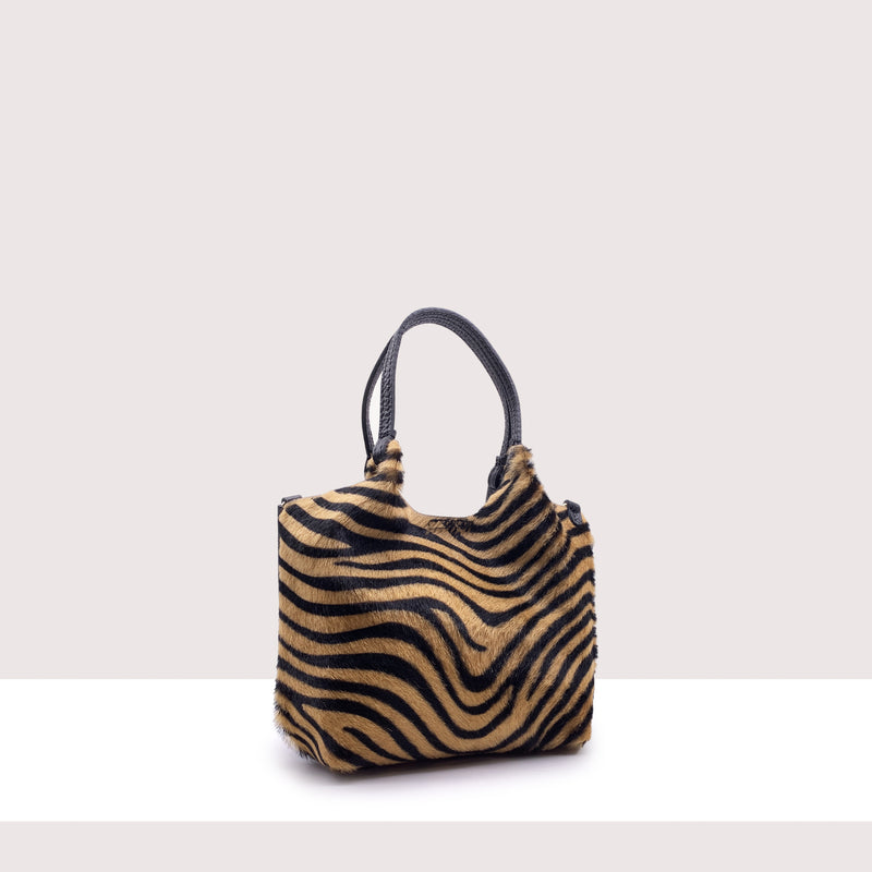 DHAKA MINI - Shopping bag in vera pelle e cavallino
