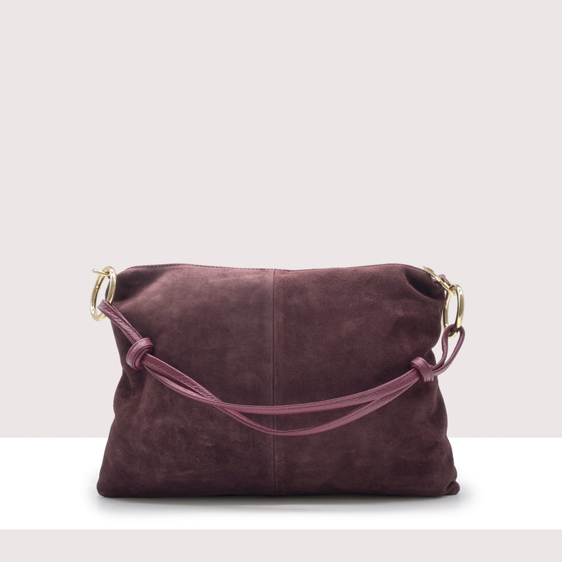 DOHA - Borsa a spalla in vero camoscio con borchie