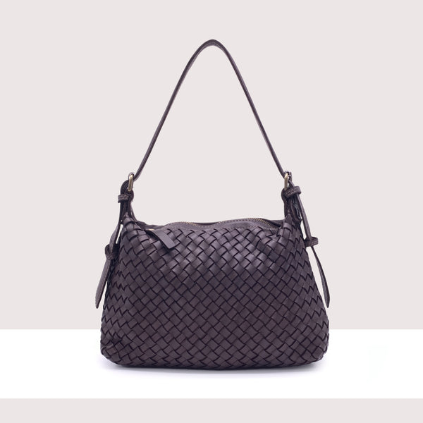 EDIMBURGO - Borsa a tracolla intrecciata in vera pelle lavorazione vintage