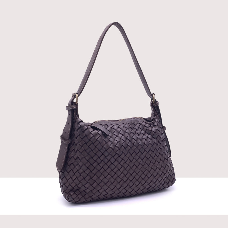 EDIMBURGO - Borsa a tracolla intrecciata in vera pelle lavorazione vintage