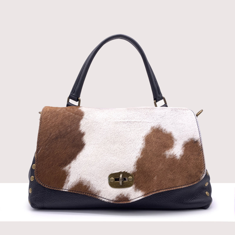 GIUBA MAXI - Borsa a spalla in vera pelle e cavallino