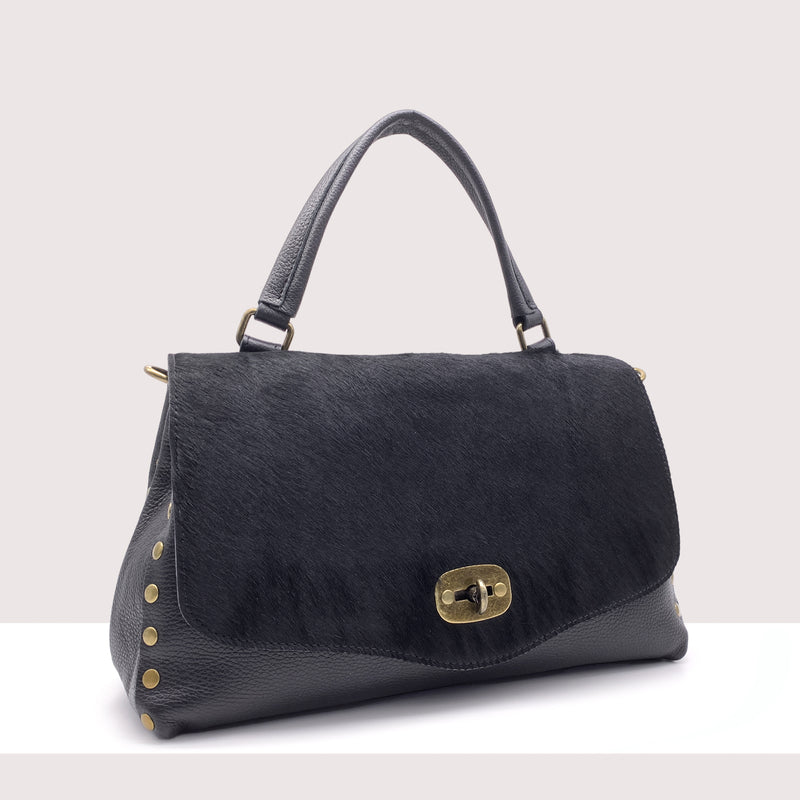 GIUBA MAXI - Borsa a spalla in vera pelle e cavallino