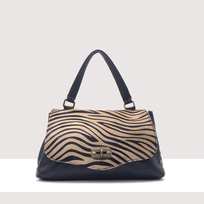 GIUBA - Borsa a spalla in vera pelle e cavallino