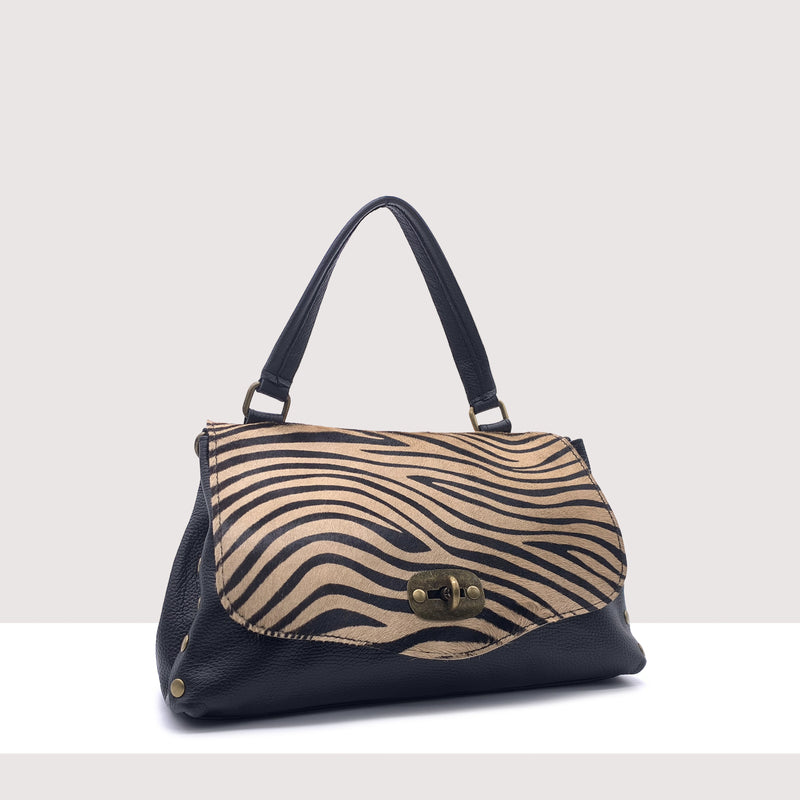 GIUBA - Borsa a spalla in vera pelle e cavallino