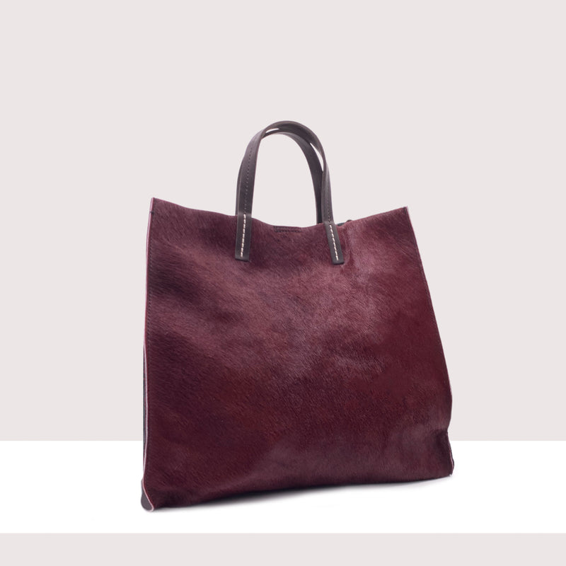 GRENOBLE - Shopping bag in vera pelle e cavallino