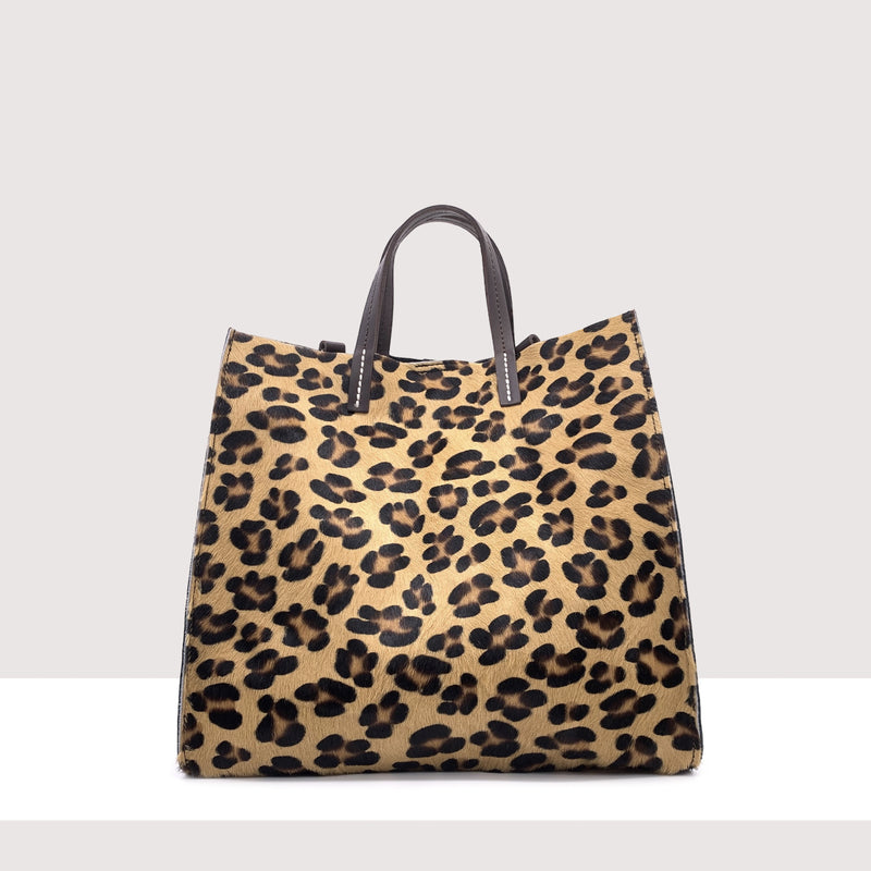 GRENOBLE - Shopping bag in vera pelle e cavallino