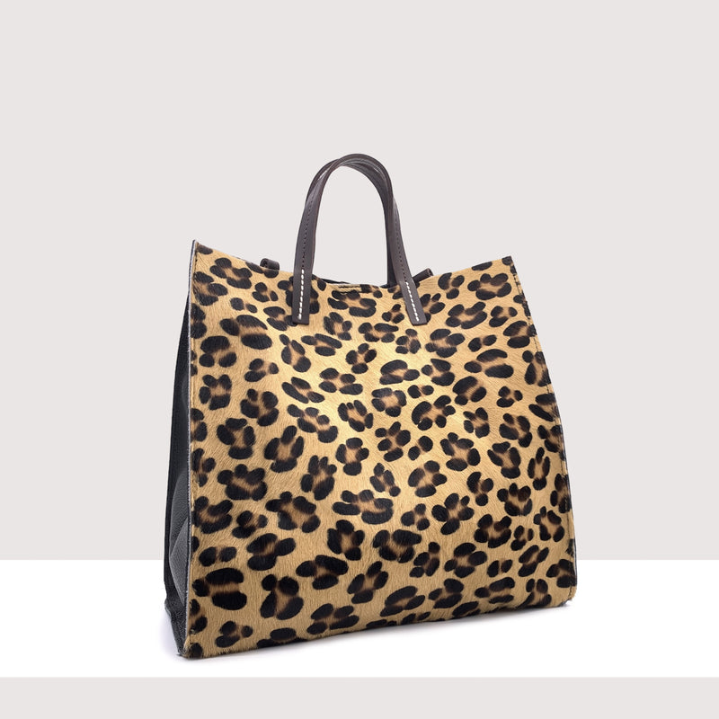 GRENOBLE - Shopping bag in vera pelle e cavallino