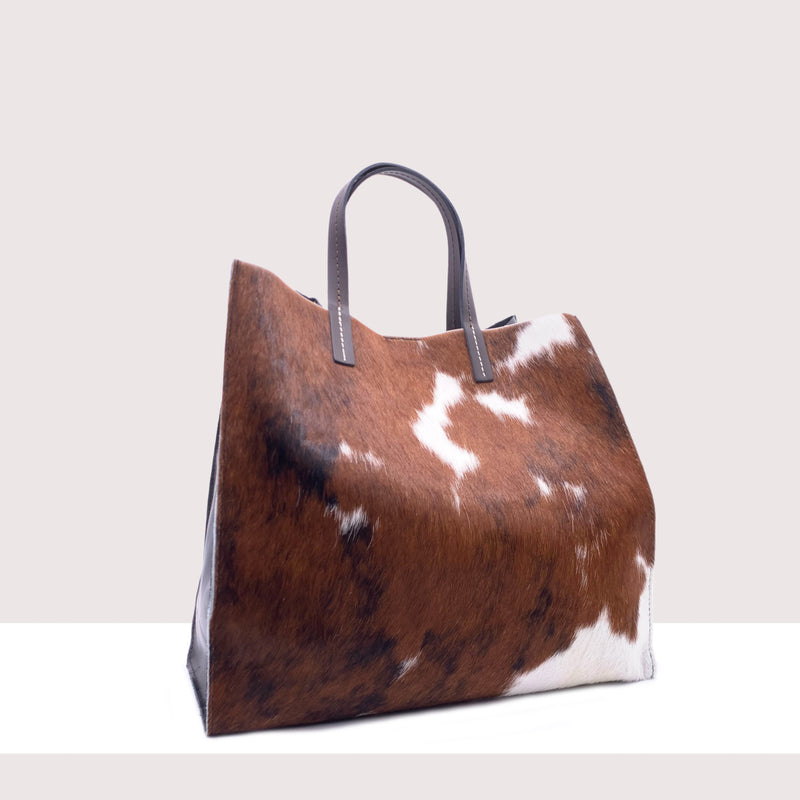 GRENOBLE - Shopping bag in vera pelle e cavallino