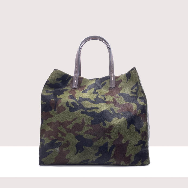 GRENOBLE - Shopping bag in vera pelle e cavallino