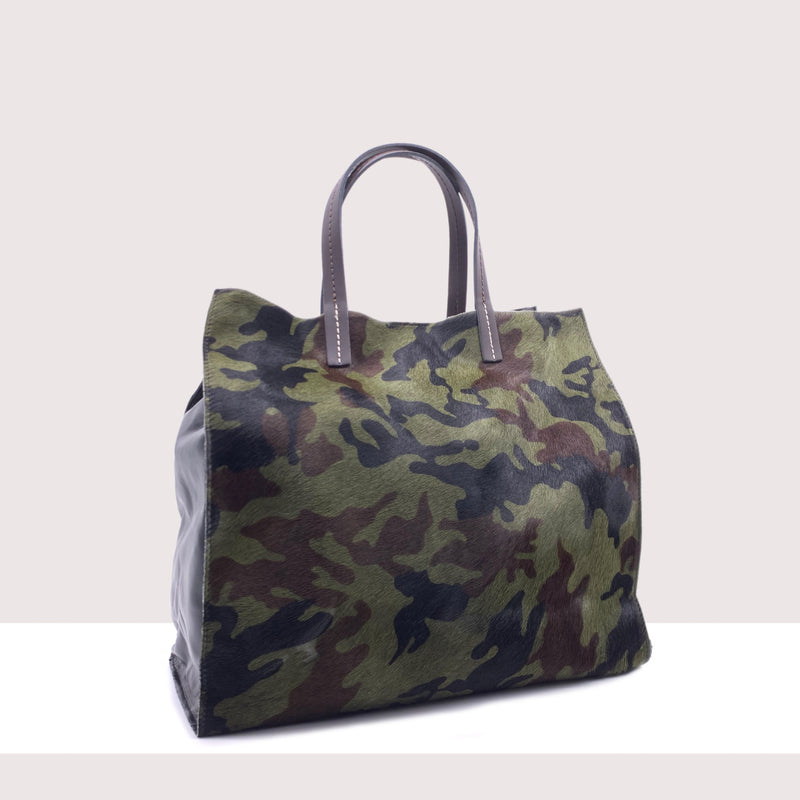 GRENOBLE - Shopping bag in vera pelle e cavallino