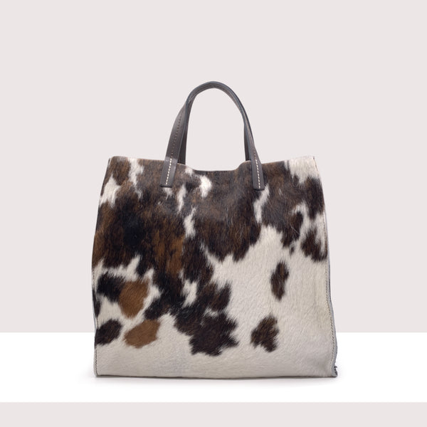 GRENOBLE - Shopping bag in vera pelle e cavallino