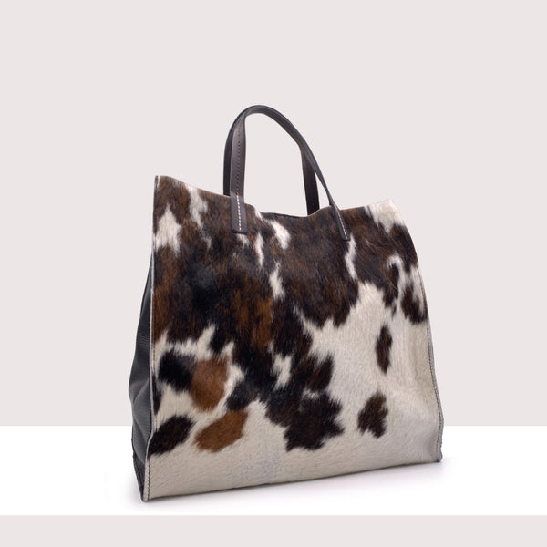 GRENOBLE - Shopping bag in vera pelle e cavallino