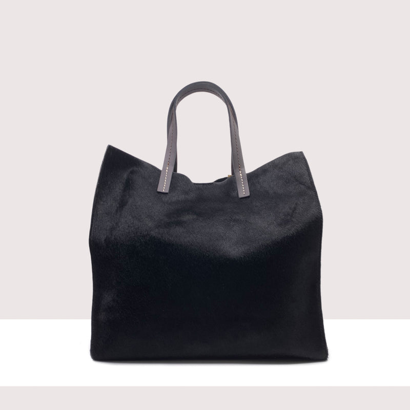 GRENOBLE - Shopping bag in vera pelle e cavallino