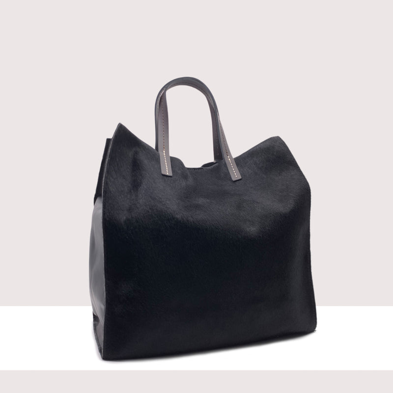 GRENOBLE - Shopping bag in vera pelle e cavallino