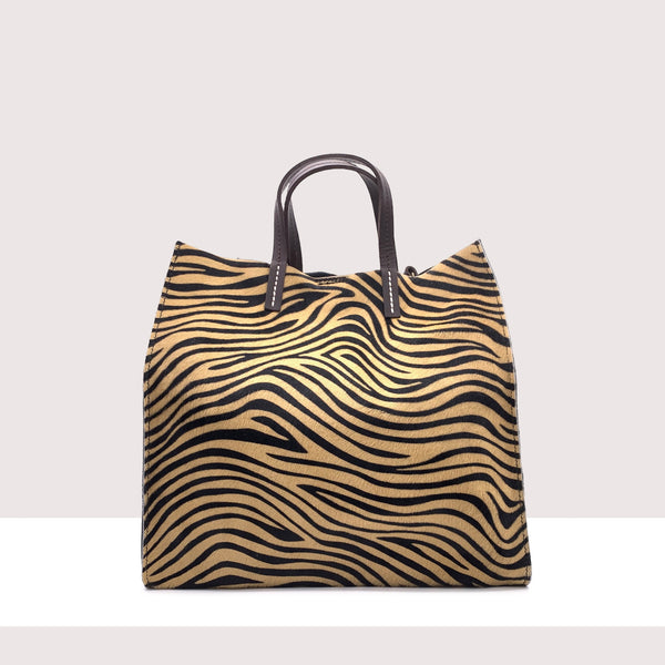 GRENOBLE - Shopping bag in vera pelle e cavallino