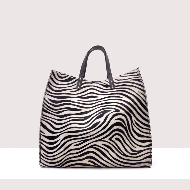 GRENOBLE - Shopping bag in vera pelle e cavallino