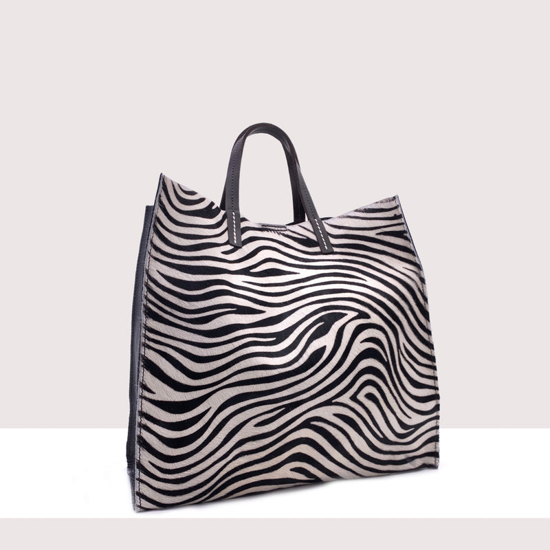 GRENOBLE - Shopping bag in vera pelle e cavallino