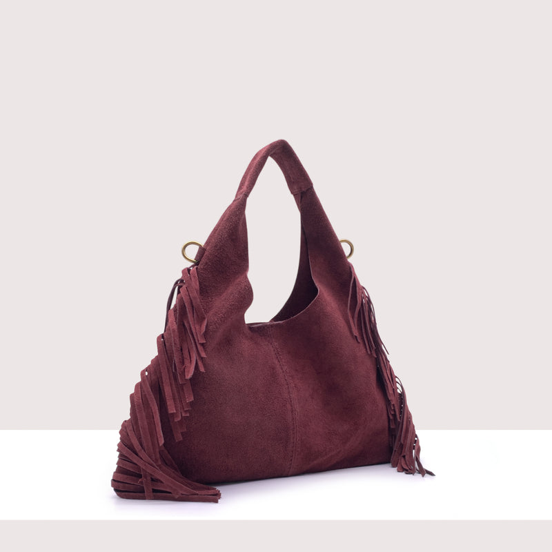 HARARE - Mini bag in vero camoscio con frange