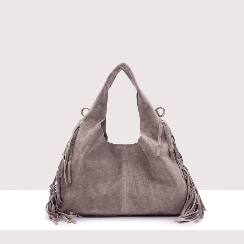 HARARE - Mini bag in vero camoscio con frange