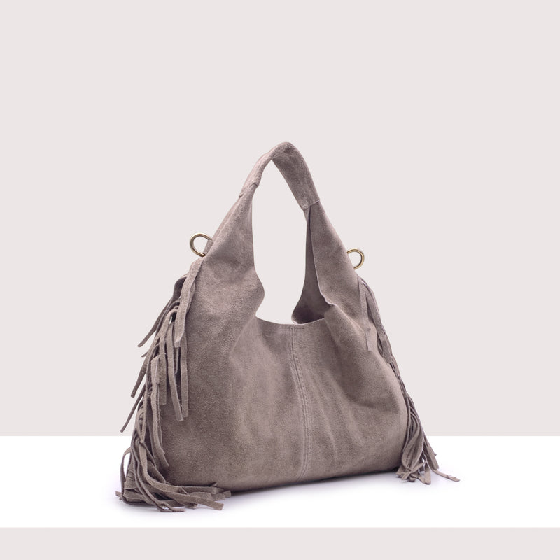 HARARE - Mini bag in vero camoscio con frange