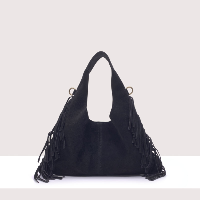 HARARE - Mini bag in vero camoscio con frange