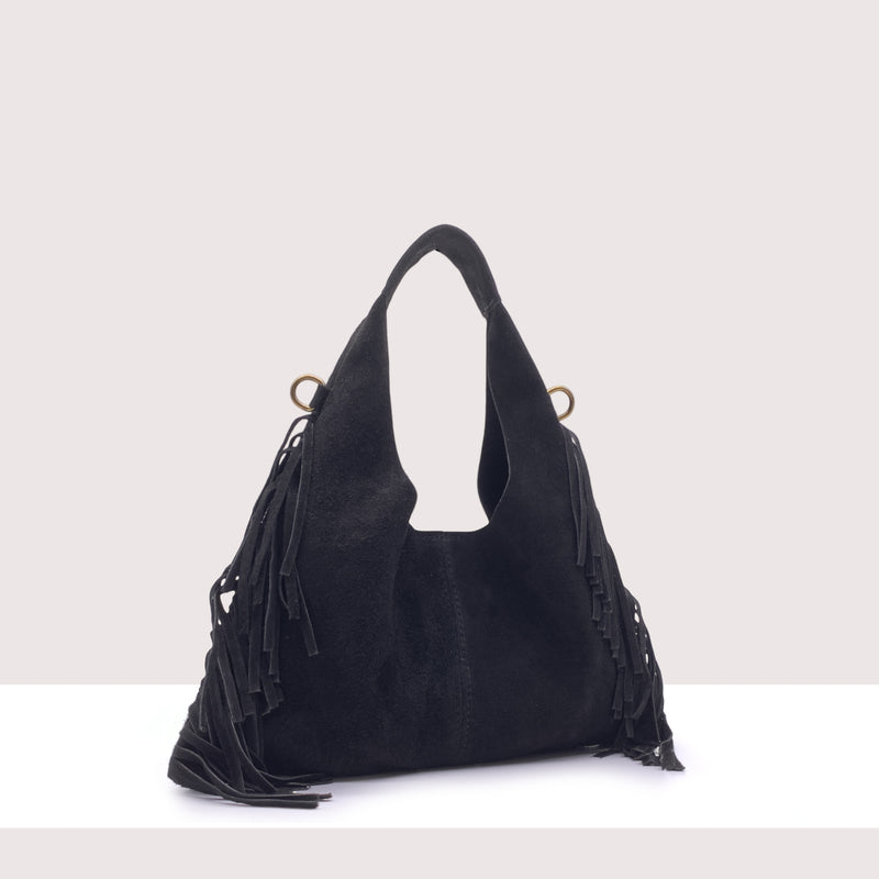 HARARE - Mini bag in vero camoscio con frange