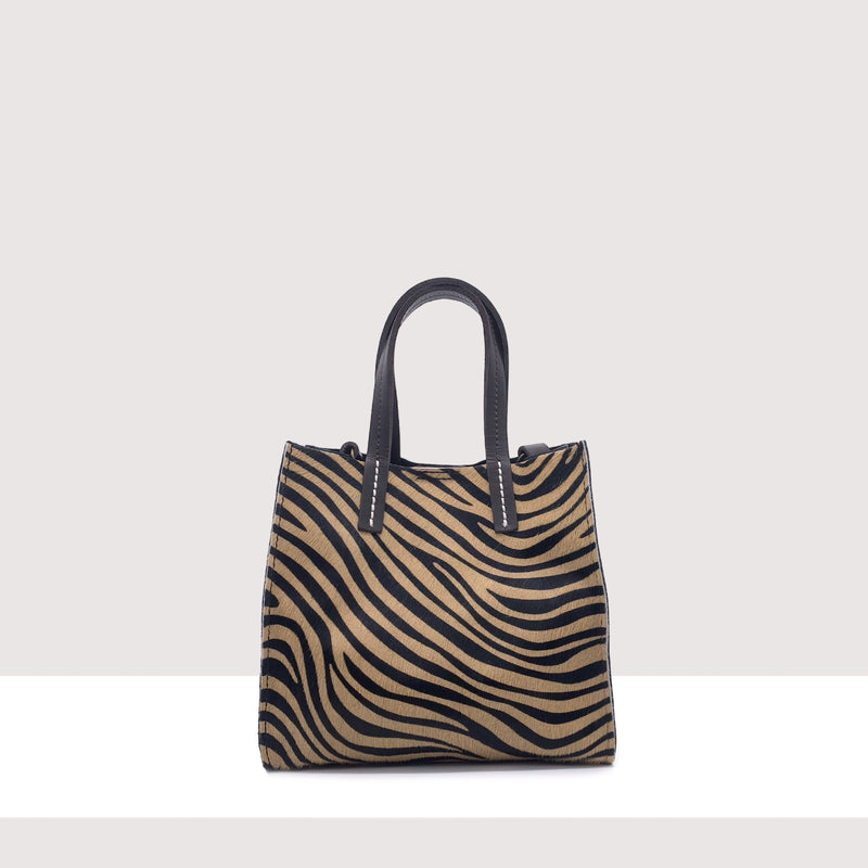 IBIZA - Shopping bag in vera pelle e cavallino