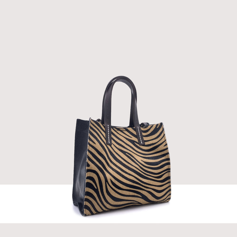 IBIZA - Shopping bag in vera pelle e cavallino