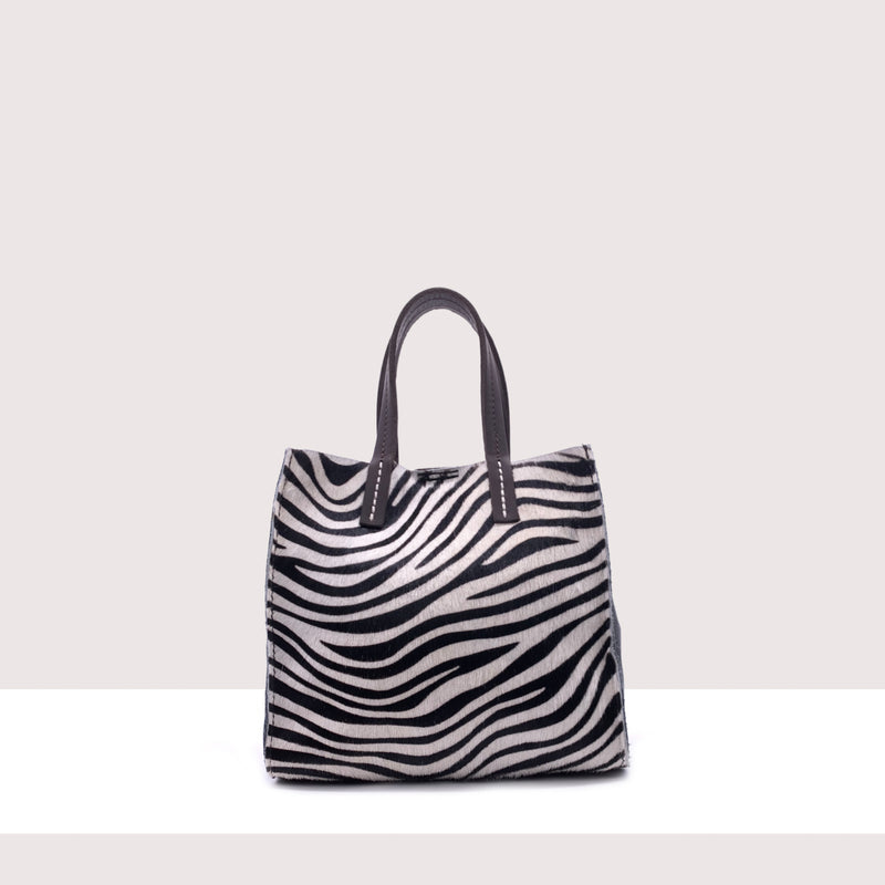 IBIZA - Shopping bag in vera pelle e cavallino