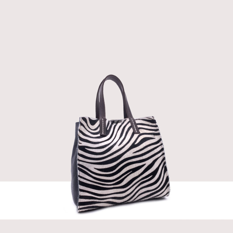 IBIZA - Shopping bag in vera pelle e cavallino