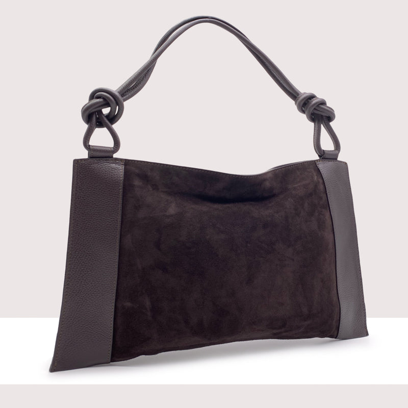 KABUL - Shopping bag in vera pelle e camoscio
