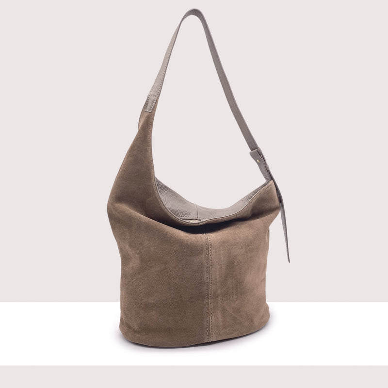 KIEV - Borsa shopping in vero camoscio e pelle