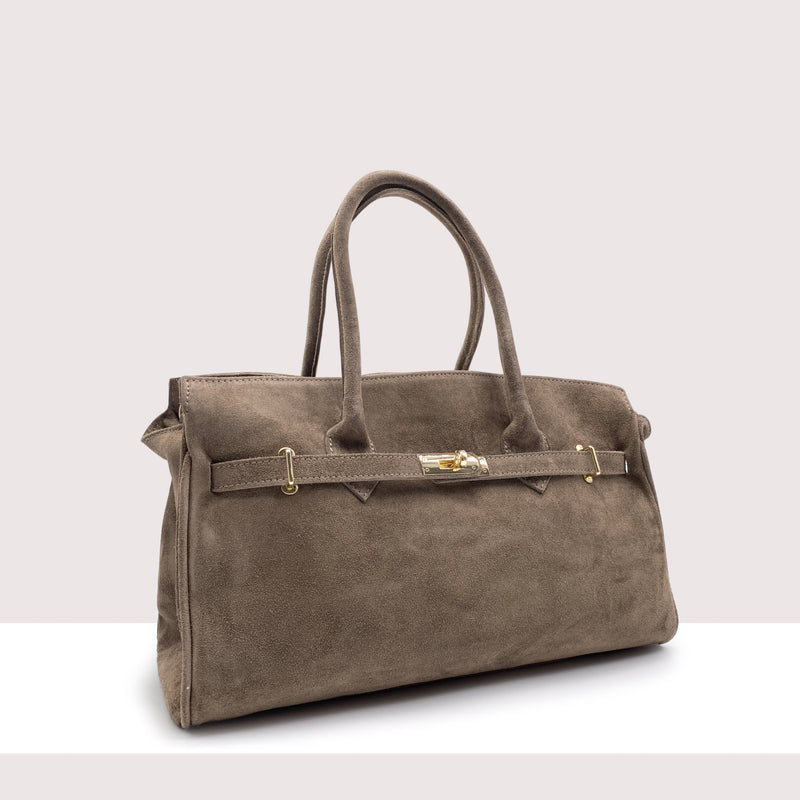 LISBONA - Borsa a spalla in vero camoscio