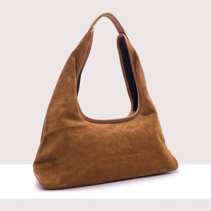 MANAMA - Shopping bag in vero camoscio e pelle