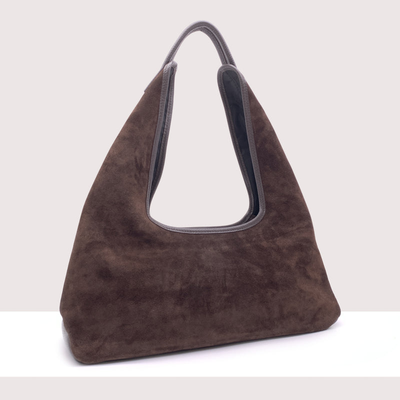 MANAMA - Shopping bag in vero camoscio e pelle