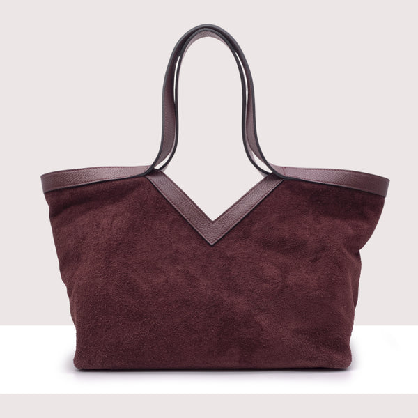 MASCATE - Shopping bag in vero camoscio e pelle