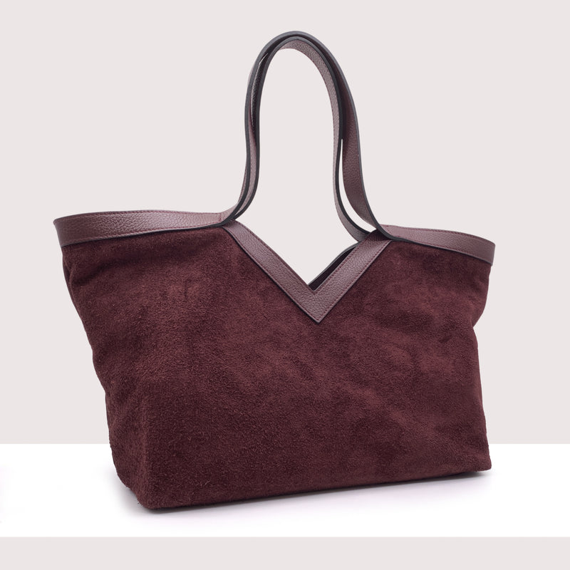 MASCATE - Shopping bag in vero camoscio e pelle