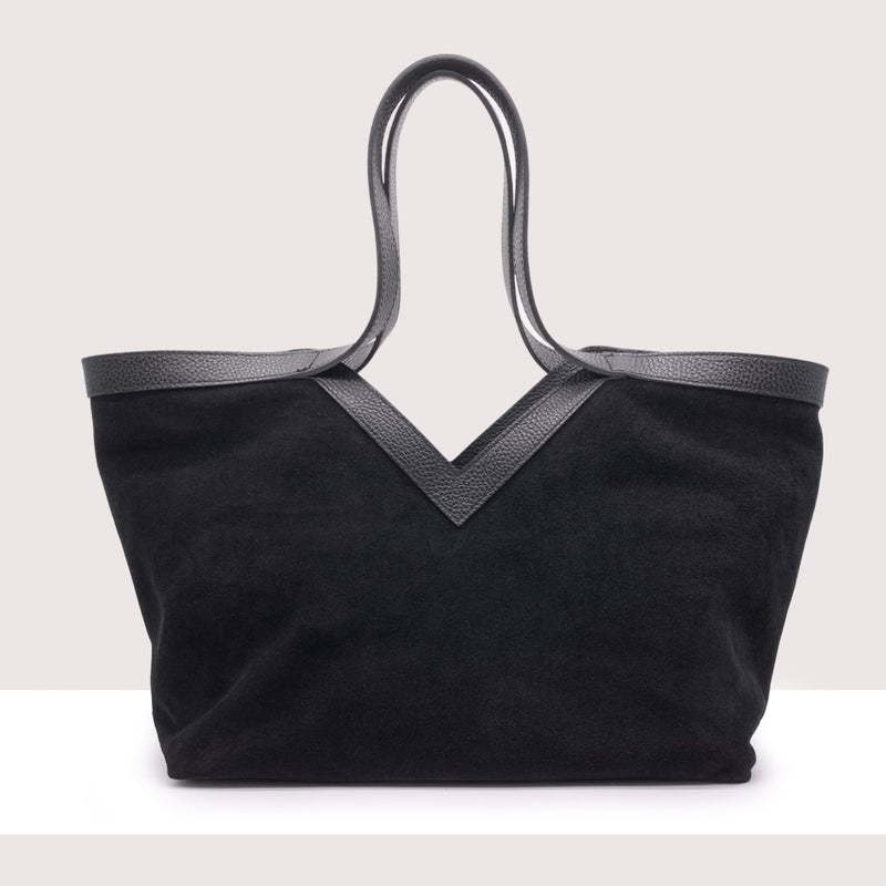 MASCATE - Shopping bag in vero camoscio e pelle