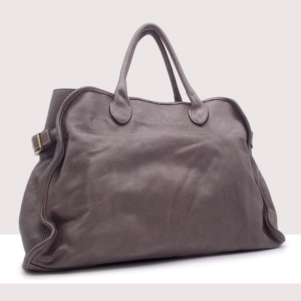 MONACO - Shopping bag in vera pelle lavorazione vintage