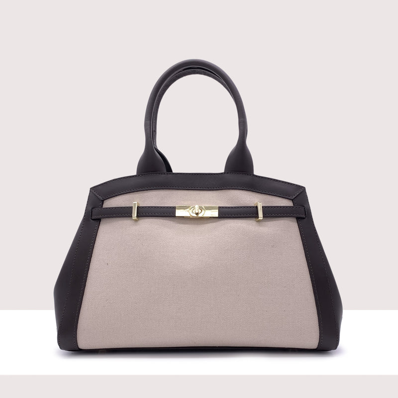 MONTREAL - Borsa con manici in vera pelle e rafia