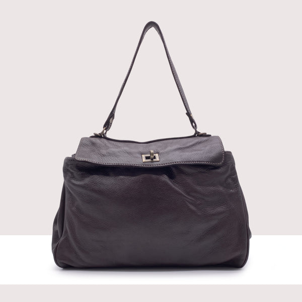 MOSCA - Borsa a spalla in vera pelle lavorazione vintage