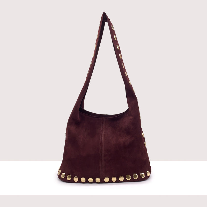 MUMBAI - Sacca in vero camoscio con borchie