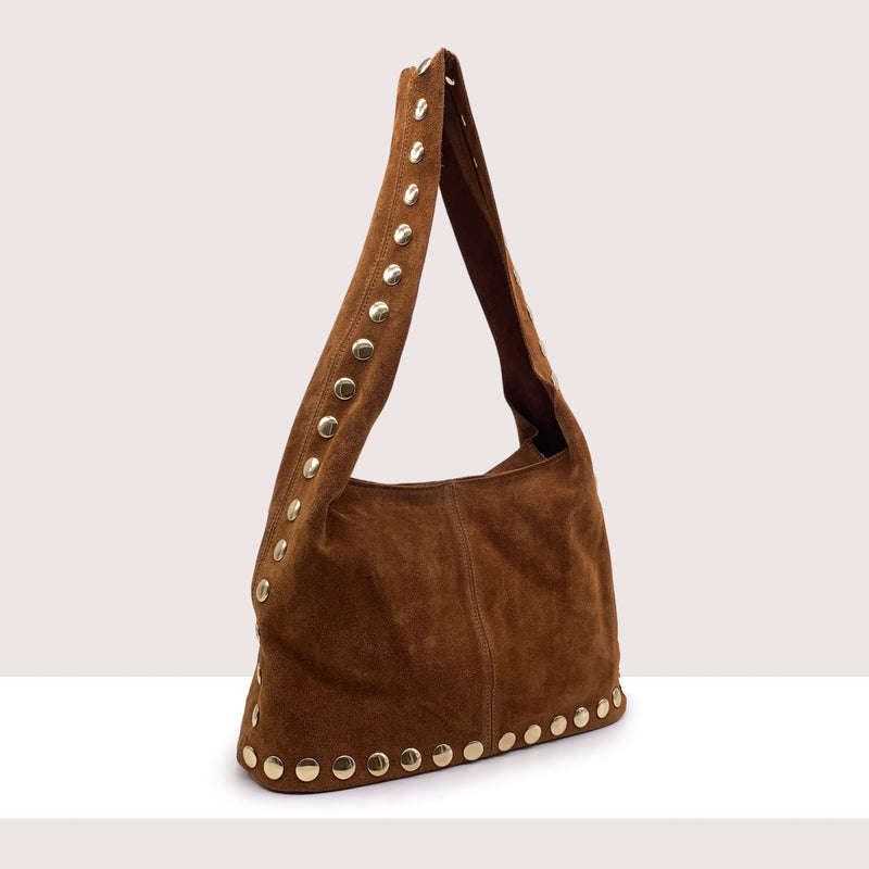 MUMBAI - Sacca in vero camoscio con borchie