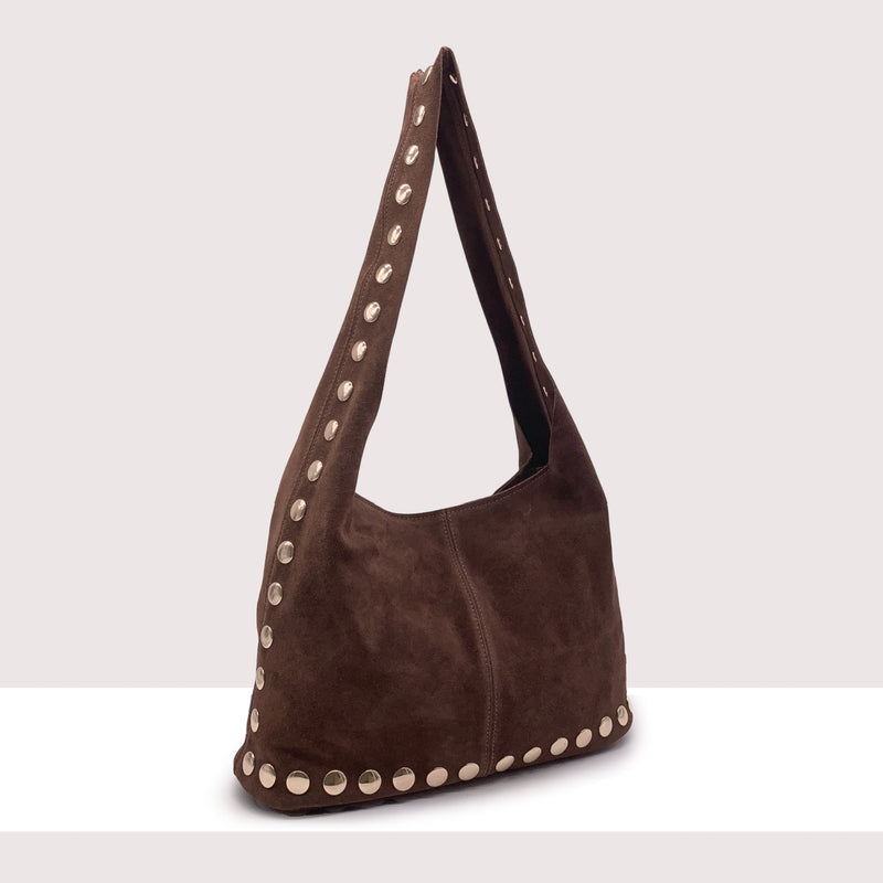 MUMBAI - Sacca in vero camoscio con borchie