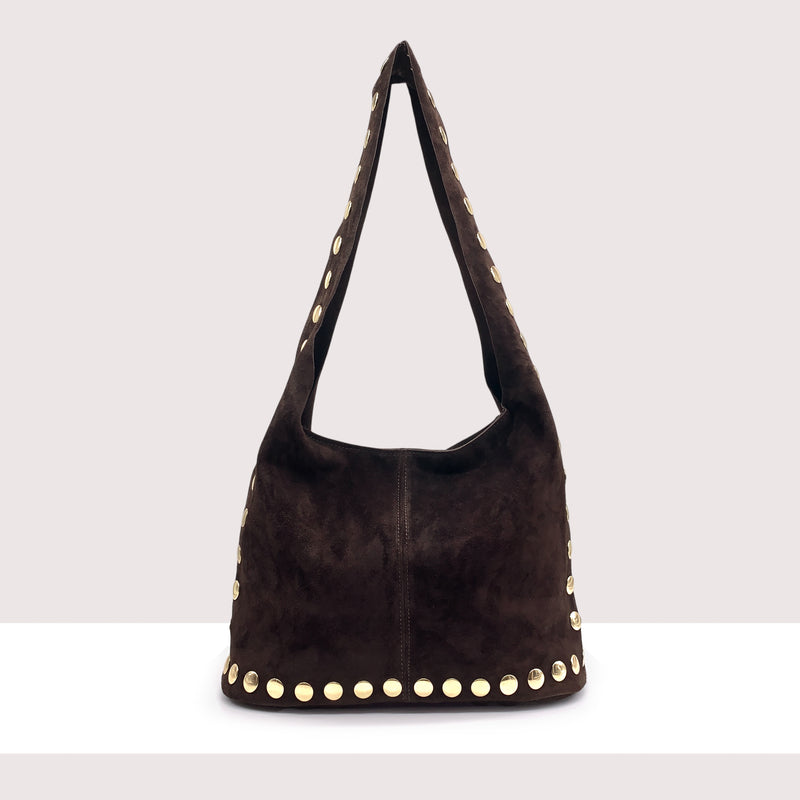 MUMBAI - Sacca in vero camoscio con borchie