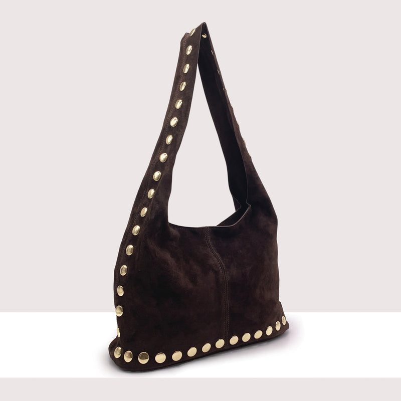 MUMBAI - Sacca in vero camoscio con borchie