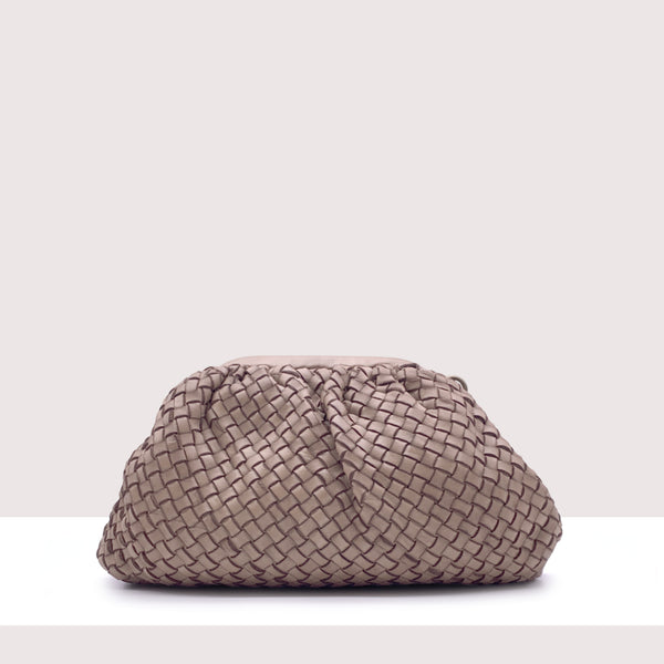 NOTTINGHAM - Clutch intrecciata in vera pelle lavorazione vintage