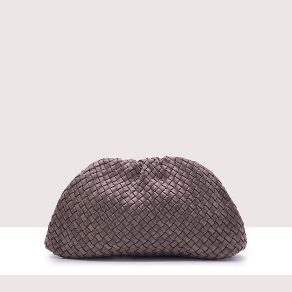NOTTINGHAM - Clutch intrecciata in vera pelle lavorazione vintage