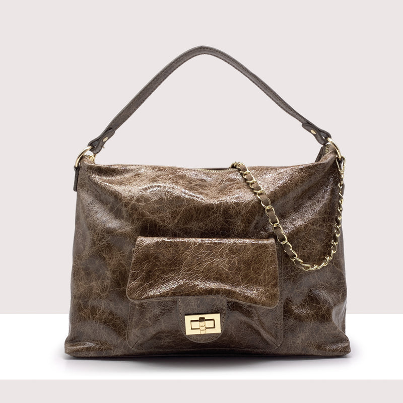 ORANGE - Borsa a spalla in vernice